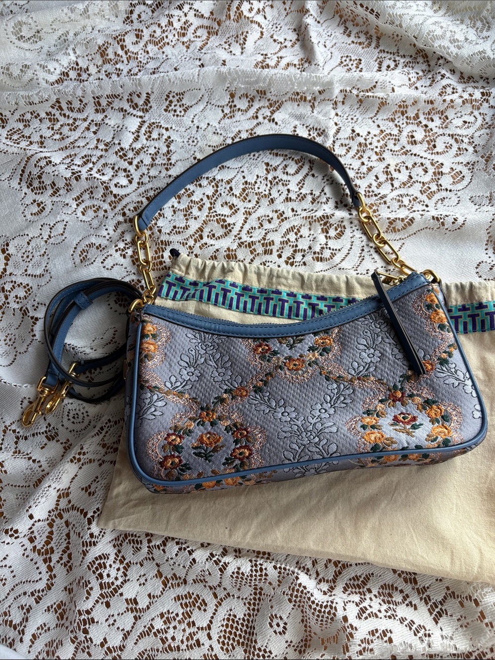 Tory Burch T Monogram Brocade Studio - Sea Frost - Picture 3 of 6